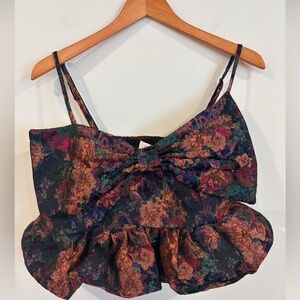 NEW MEET ME IN SANTORINI mediterranean bloom ruffle sleeve top in pink